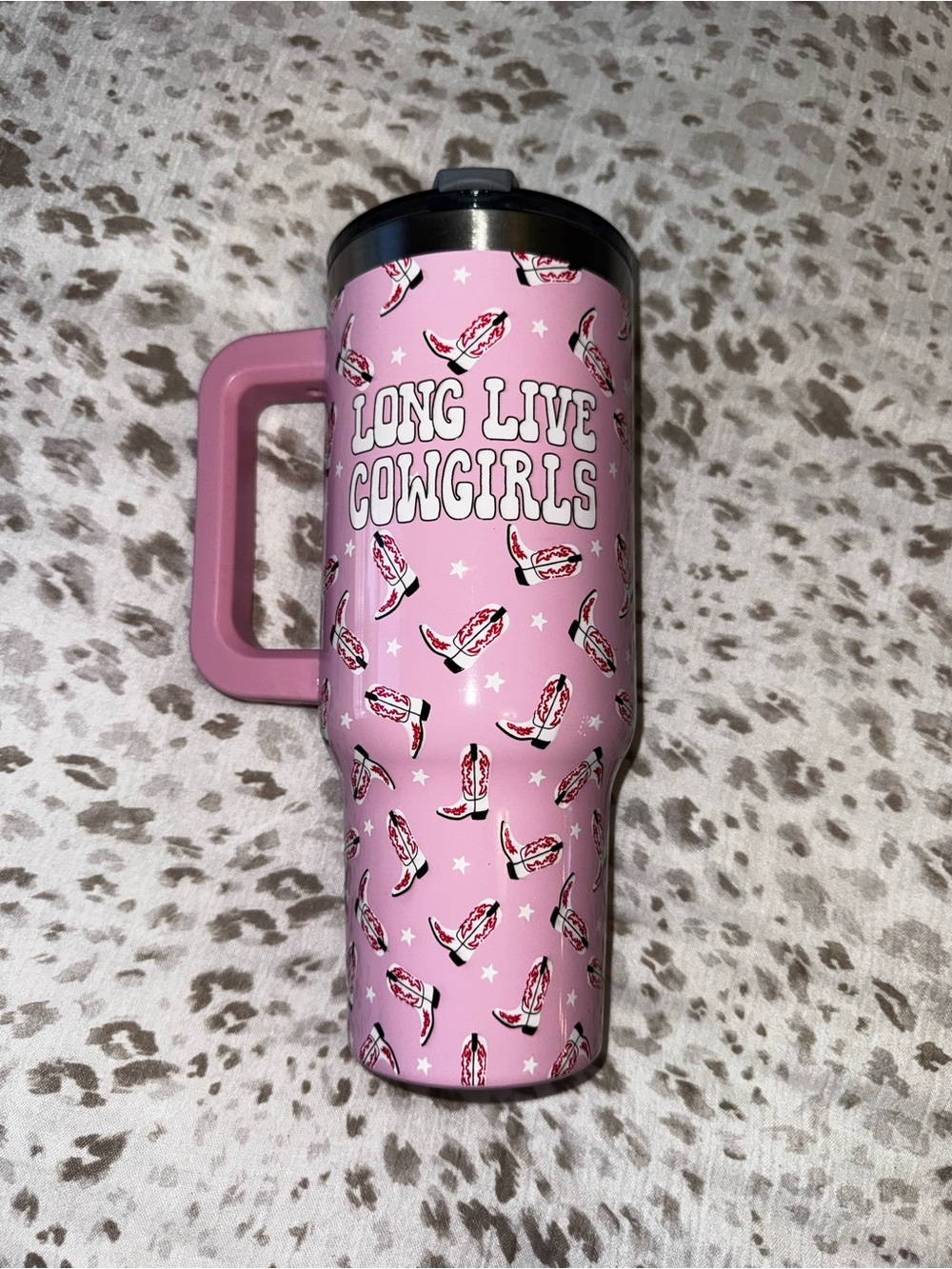 Long Live Cowgirls Pink Tumbler with Handle